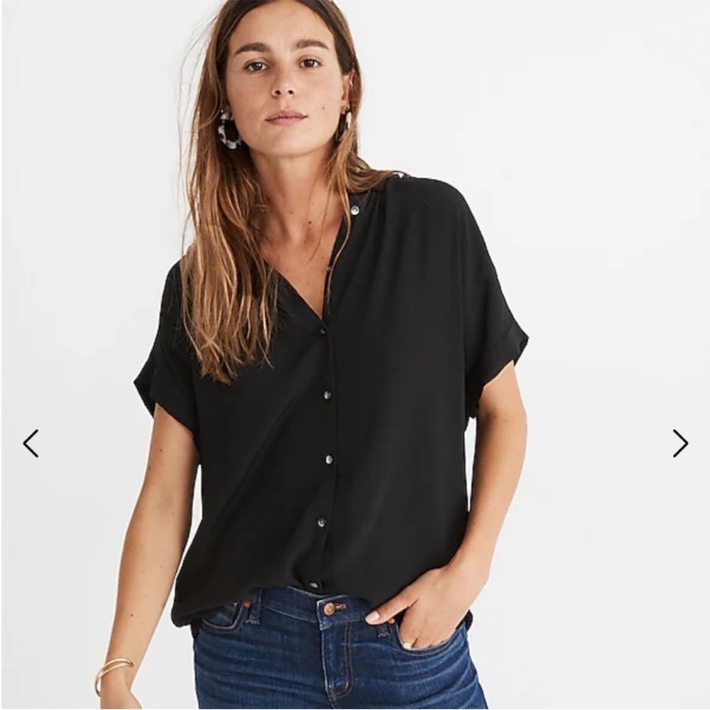 Madewell Black Relaxed Fit Blouse Crepe Dolman Blouse